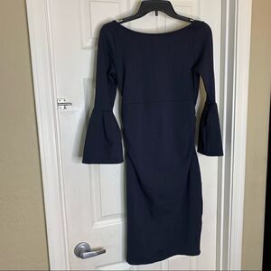 Soon Black Pencil Fit Dress Flounce Bell Sleeves Size Extra Small